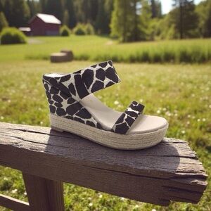 NWOB Matisse Flora Womens Cow Print Espadrille Wedge Sandal Size 6M